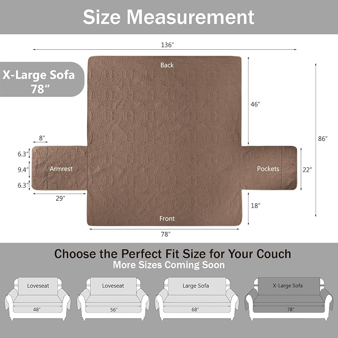 Soft Quilted Couch Cover with Pockets - Image 6