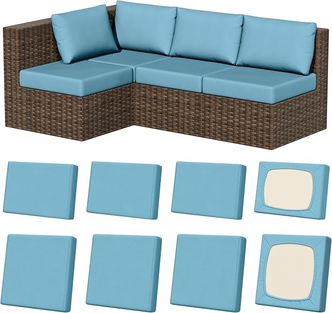 8Pcs Outdoor Cushion Covers, Stretch Patio Furniture Couch Chair Slipcovers | by VORSHAPE