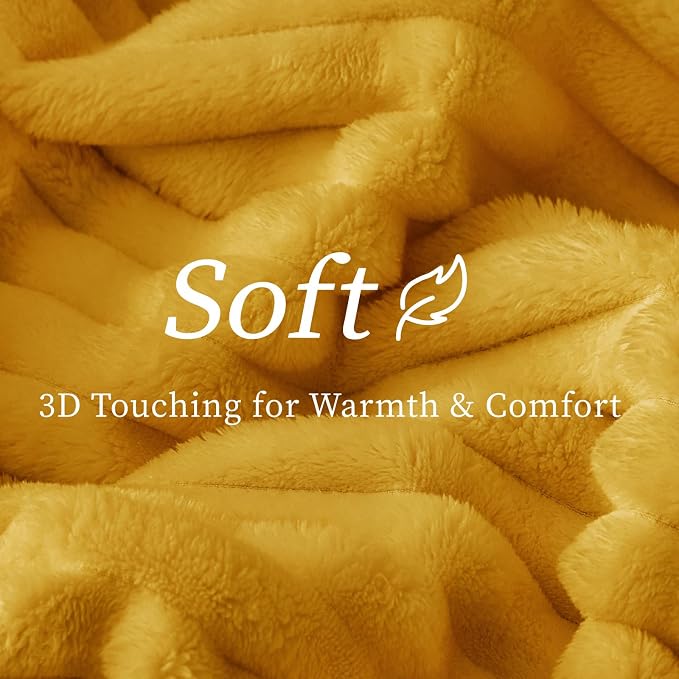 BEDELITE Striped Fleece Throw Blanket, Mustard Yellow, Soft Cozy, Lightweight - Image 6