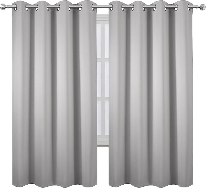 Light Grey Blackout Curtains 52 x 63 Inch Length/Set of 2 Curtain - Image 2