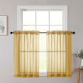 Chyhomenyc Gold Sheer Curtains 36 inch Length 2 Panels Set, Light Filtering by Chyhomenyc