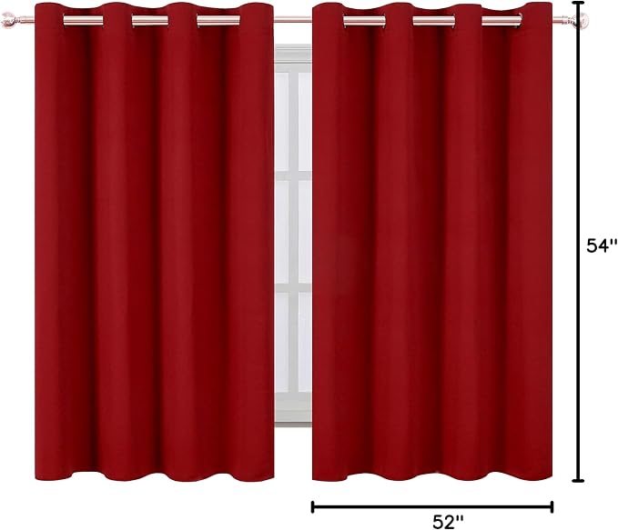 Red Thermal Blackout Curtains/52 x 54 Inch/Set of 2 Panels Room Darkening - Image 10