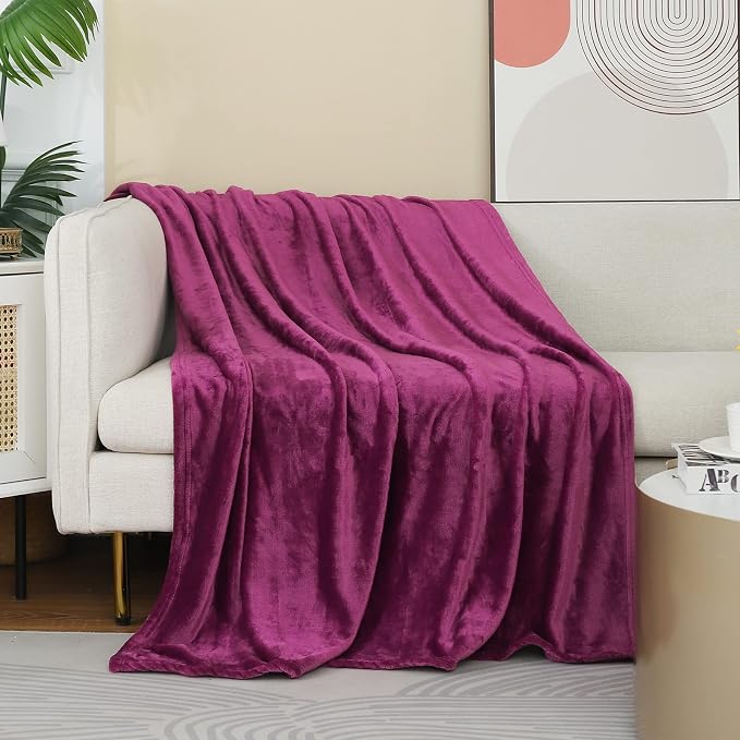 Purple Fleece Plush Throw Blanket 50"x60"for Couch Sofa Fuzzy Cozy Flannel | by JIAHANNHA
