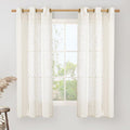Cream Sheer Linen Curtains for Windows 60 Inch Length, Light Filtering Short by LAMIT