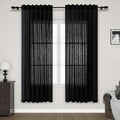 Black Semi Sheer Linen Curtains 78 inch Length by Nanspring