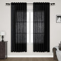 Black Semi Sheer Linen Curtains 72 inch Length by Nanspring