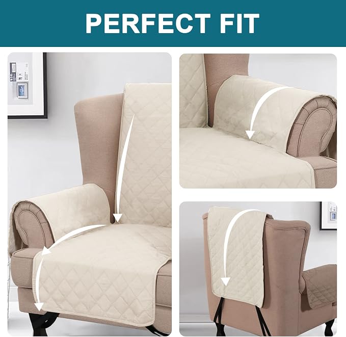 Turquoize 100% Waterproof Wing Chair Cover Wing Armchair Slipcovers Chair Couch - Image 5