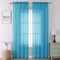 Turquoise Sheer Curtains 90 Inches Long 2 Panels, Elegant Gauzy Airy Light by Lecloud