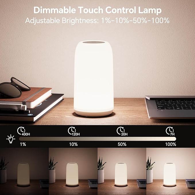 Outdoor Cordless Table Lamps Rechargeable, Touch Lamp [Sleek Design & RGB Mode] 4-Level Brightness Outdoor Lamps for Patio, LED Lamp Multi-Color Smart Nightstand Lamp for Outdoor Table lamp
