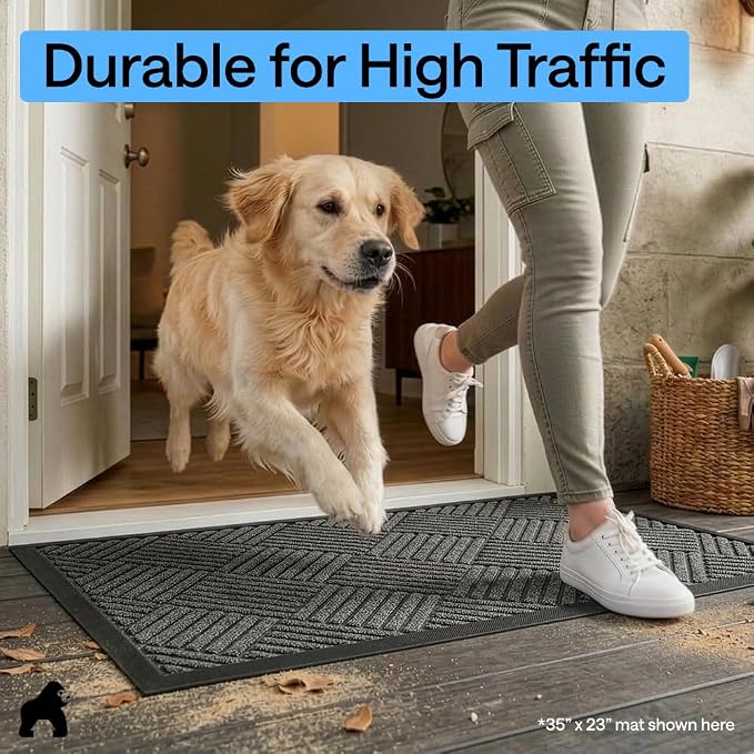 GORILLA GRIP 100% Waterproof All-Season WeatherMAX Doormat, US Designed Natural - Image 7