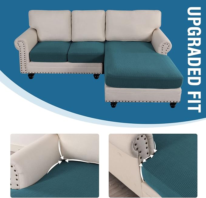 H.VERSAILTEX Sectional Couch Covers 3 Pieces Sofa Seat Cushion Covers L Shape - Image 7