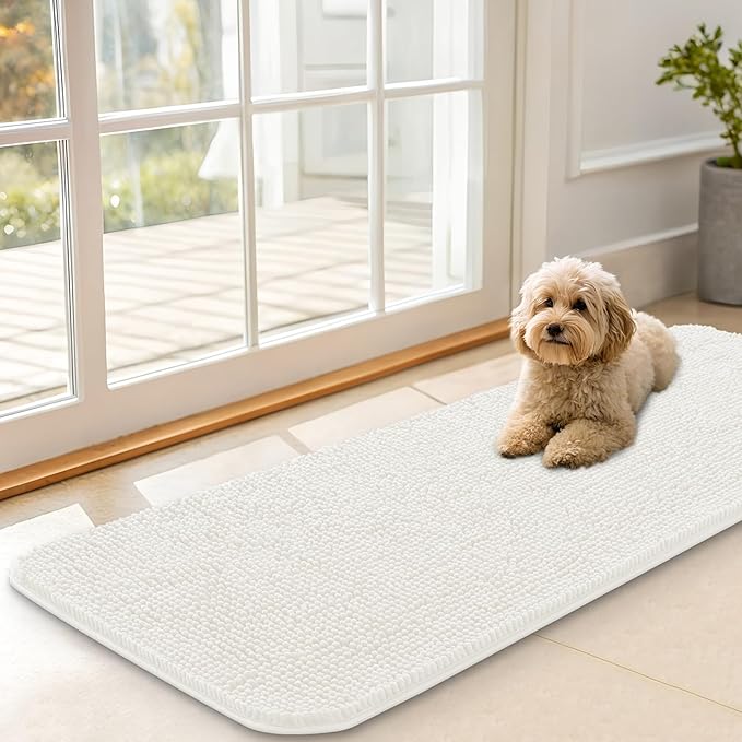 OLANLY Dog Door Mat for Muddy Paws 47x17, Super Absorbent Chenille Mud Mat | by OLANLY