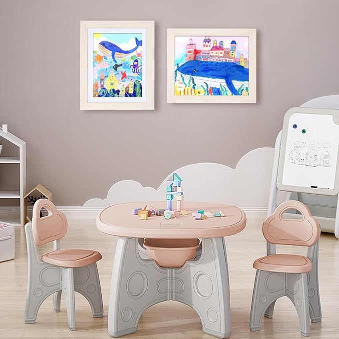 KINLINK 10x12.5 Kids Art Frames Set of 2, Solid Wood Kids Artwork Frames Changeable with Acrylic Front Opening Holds 150 Pictures, Art Frame for Kids Artwork with Mat or without Mat, White Wood