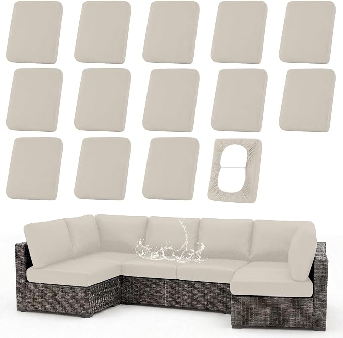 Waterproof Outdoor Cushion Covers, Stretch Patio Slipcovers | UV Resistant by hyha