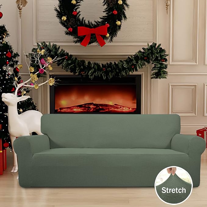 Easy-Going Stretch Oversized Sofa Couch Slipcover Washable Greyish Green | - Image 2