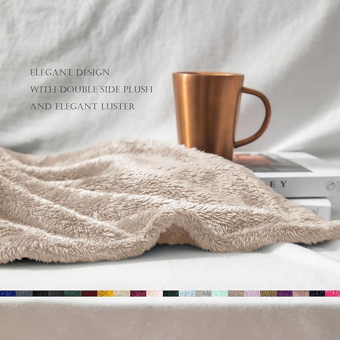 Exclusivo Mezcla Plush Fuzzy Fleece Bed Blanket King Size, Super Soft, Fluffy and Warm Blankets, Suitable for All Seasons (Camel, 90x104 Inches)