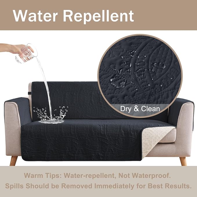 Blue Quilted Recliner Covers, Water-Repellent Recliner Slipcovers, Lazy Boy - Image 3