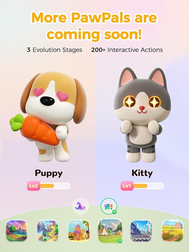 Think Academy Pawpal Toy for Kids & Toddlers - All-in-1 Stories, Music, Podcast, Schedule, Ok-to-Wake, Habit-Building, Digital Pet, Nightlight, Parental Control, Message, for Girls Boys Ages 3+
