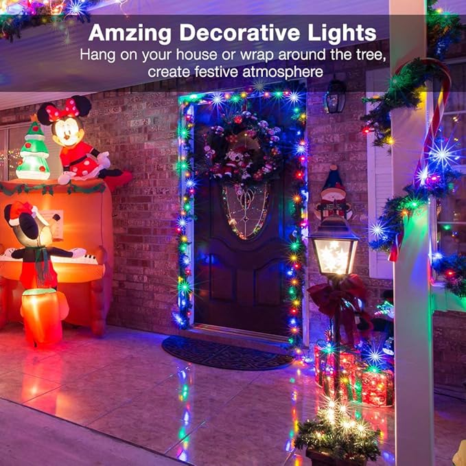 BrizLabs Colored Christmas Lights, 139.2ft 600 Count Christmas Tree Lights, 120V UL Certified Connectable Incandescent Mini Light String Set for Outdoor Indoor Xmas Party Garden Home Decor