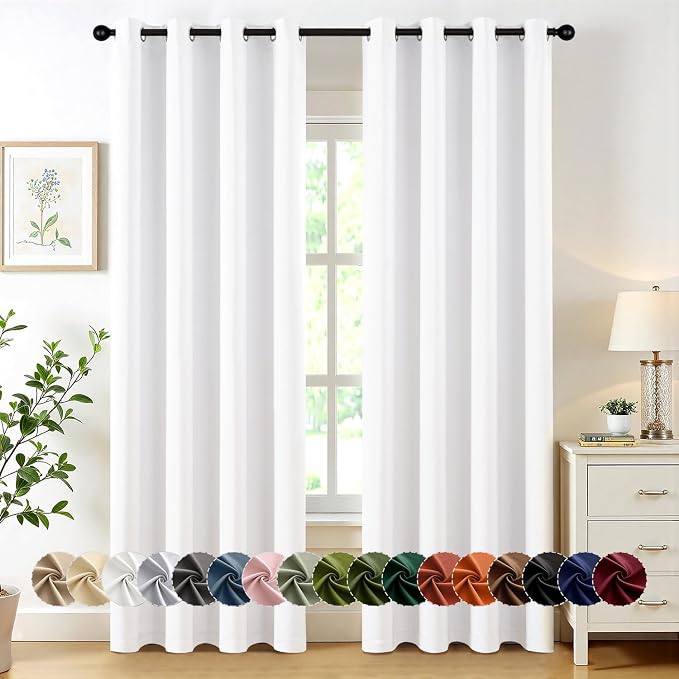 MIULEE Blackout Curtains for Bedroom 2 Panels 50 x 84 Inch Long Pure White | by MIULEE