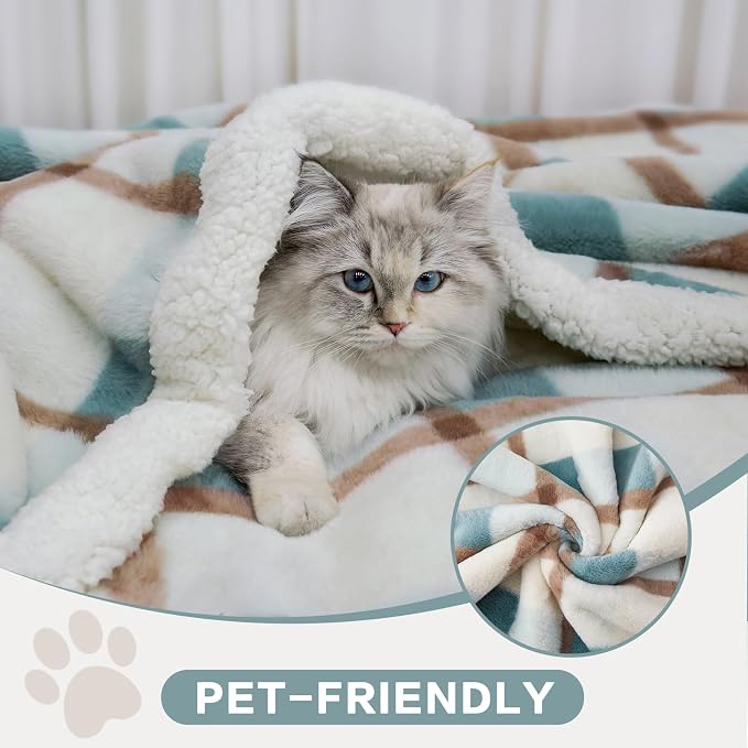 PU MEI Super Soft Faux Rabbit Fur Sherpa Fleece Throw Blanket, Reversible - Image 5