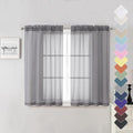 Grey Sheer Curtains 45 Inch Long 2 Panels, Short Voile Drapes by Lecloud