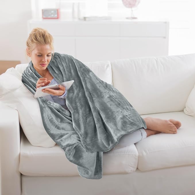Utopia Bedding Soft Fleece Bed Blanket Throw Size Ash Grey | Microfiber Plush - Image 3