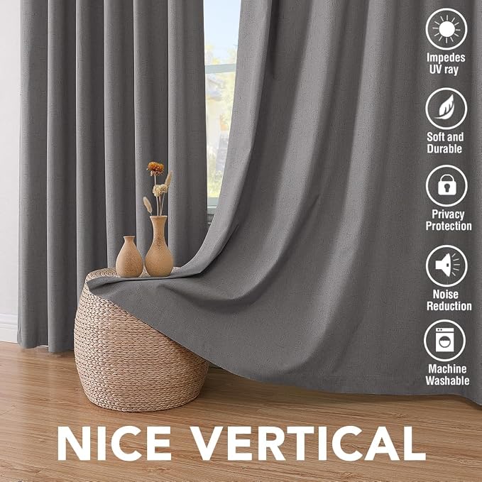 H.VERSAILTEX Blackout Curtains Linen Curtains 120 inches Long 100% Black Out - Image 7