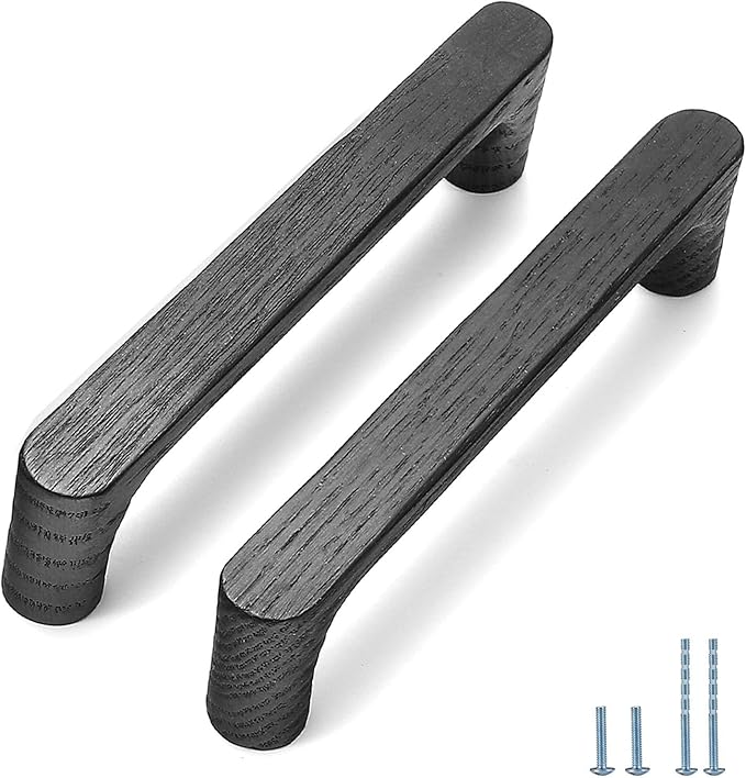 Black Round 7-1/2in 2 Pcs Wooden Drawer Pulls Handle for Cabinets Kitchen Drawer Cabinet Door Pull