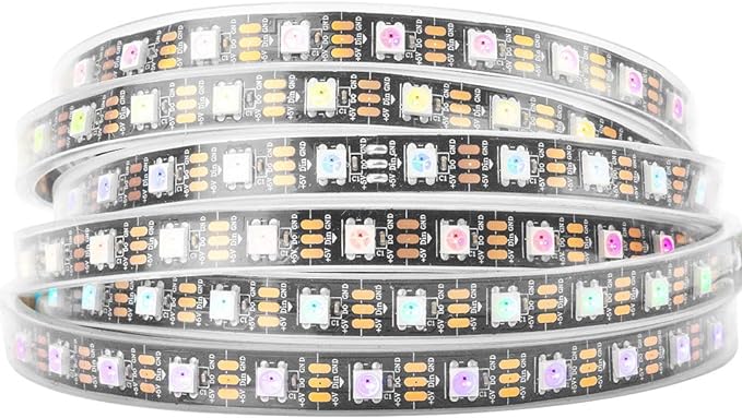 BTF-LIGHTING WS2812B IC RGB 5050SMD Pure Gold Individual Addressable LED Strip 16.4FT 300LED 60Pixel/m Flexible Full Color IP67 DC5V for DIY Chasing Color Project(No Adapter or Controller)