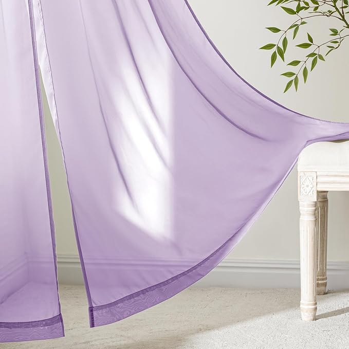 MIULEE Light Purple Sheer Curtains 108 Inches Long 4 Panels 42 x 108 Inches | - Image 6