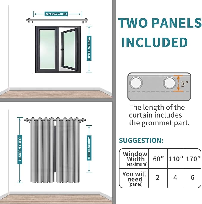 BGment Room Darkening Curtains 63 Inches Long - Grommet Thermal Insulated Drapes Window Treatment Curtains for Bedroom, 2 Panels, 42 x 63 Inch, Lavander