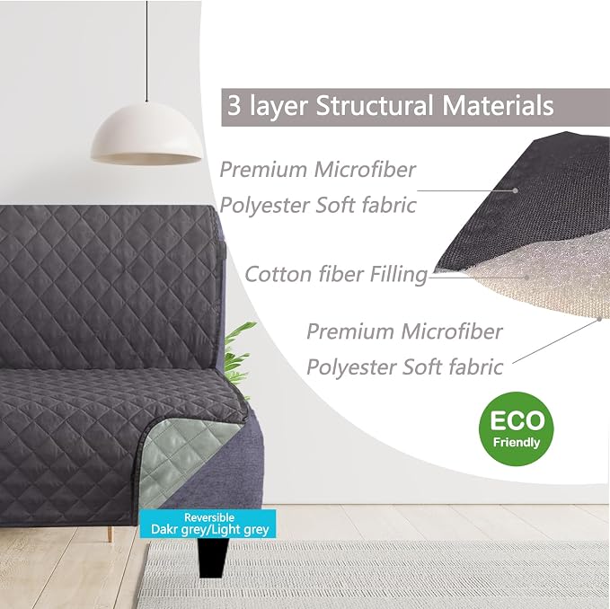 U-NICE HOME Futon Sofa Covers 68''Armless Couch Cover, Dark Grey/Light Grey | - Image 3