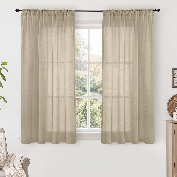 BGment Camel Linen Curtains 48 Inches Long by BGment