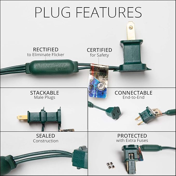 Wintergreen Lighting 70 LED Green and Blue Christmas Lights, 24 ft Indoor/Outdoor Wide Angle Mini String on Green Wire, Commercial Grade, 5mm