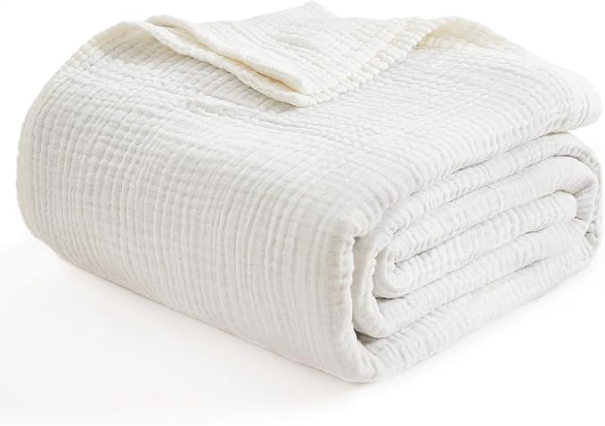 EMME Muslin Blankets for Adults White Small Blanket 40" x 50" | Throw Blanket - Image 5