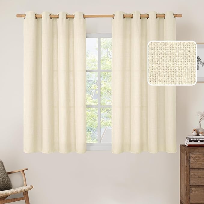 Light Filtering Linen Curtains 54 Inch Long by LAMIT