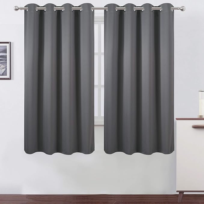 Frost Grey Blackout Curtains 66 x 63 Inch Length/Set of 2 Curtain by Lemomo