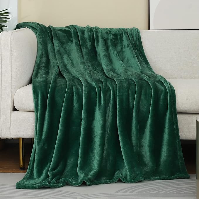 Forest Green Fleece Plush Throw Blanket 50"x70"for Couch Fuzzy Cozy Flannel | by JIAHANNHA