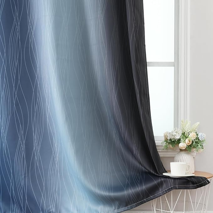 Navy Blue and Black Ombre Blackout Curtains - Image 6