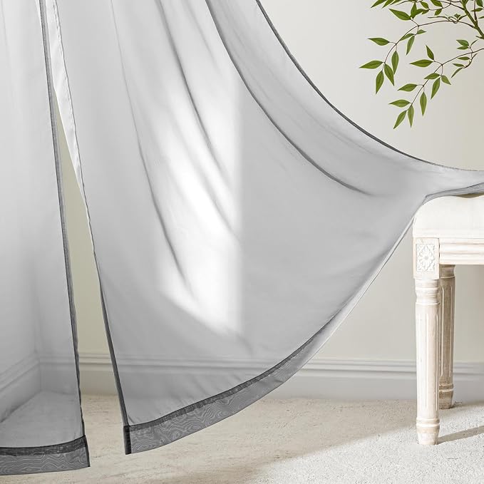 MIULEE Dark Grey Sheer Curtains 72 Inches Long 4 Panels 42 x 72 Inches | Light - Image 6