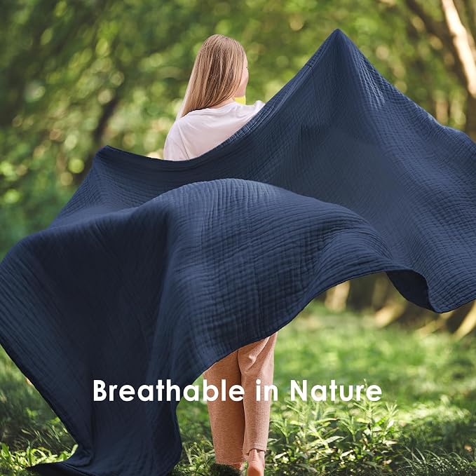 EMME Muslin Blankets for Adults Throw Blanket for Couch Breathable Gauze Soft - Image 6