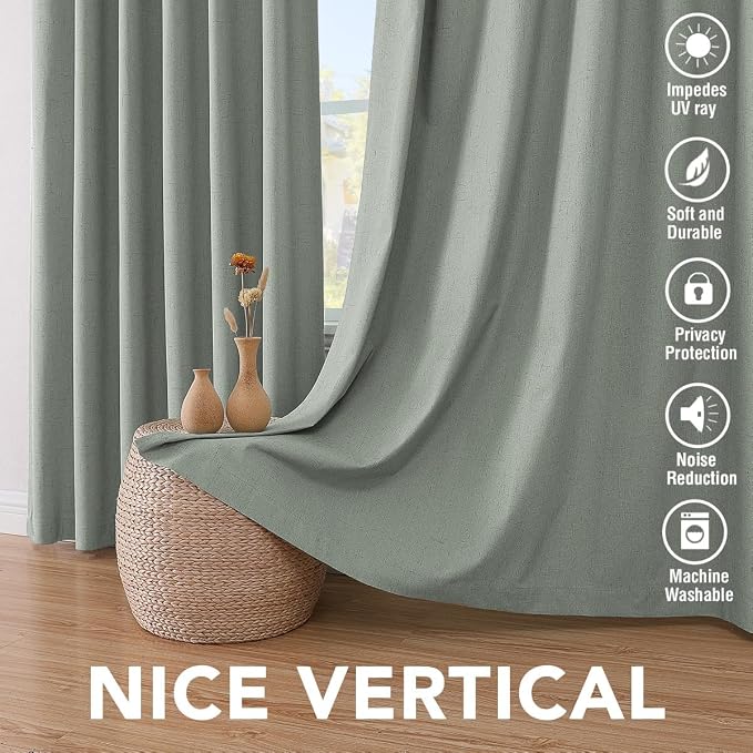 H.VERSAILTEX Blackout Curtains Linen Curtains 120 inches Long 100% Black Out - Image 7