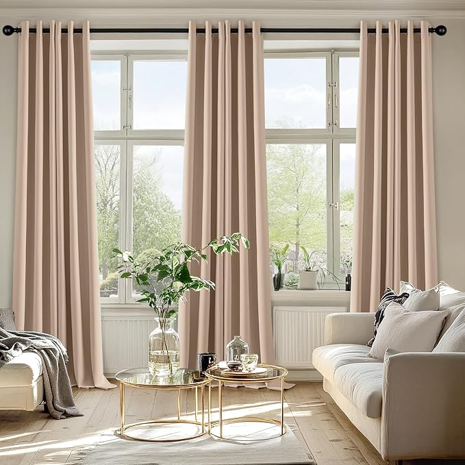 MIULEE Blackout Curtains for Bedroom 2 Panels 40 x 96 Inch Long Beige | Thermal - Image 6