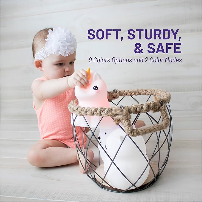 Lumipets Animal Kids Night Light, Junior Owl, Soft and Safe Silicone Rubber Lamp, Soothing Colors, Portable, Easy Control