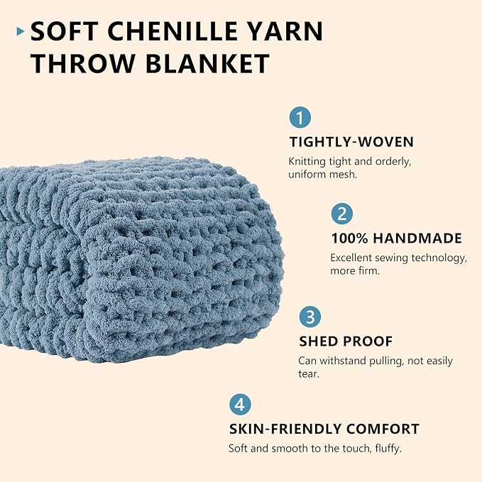 L'AGRATY Chunky Knit Throw Blanket - Image 2