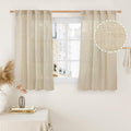 Small Kitchen Window Linen Curtains 45 Inch Length 2 Panels | Semi Sheer by LAMIT