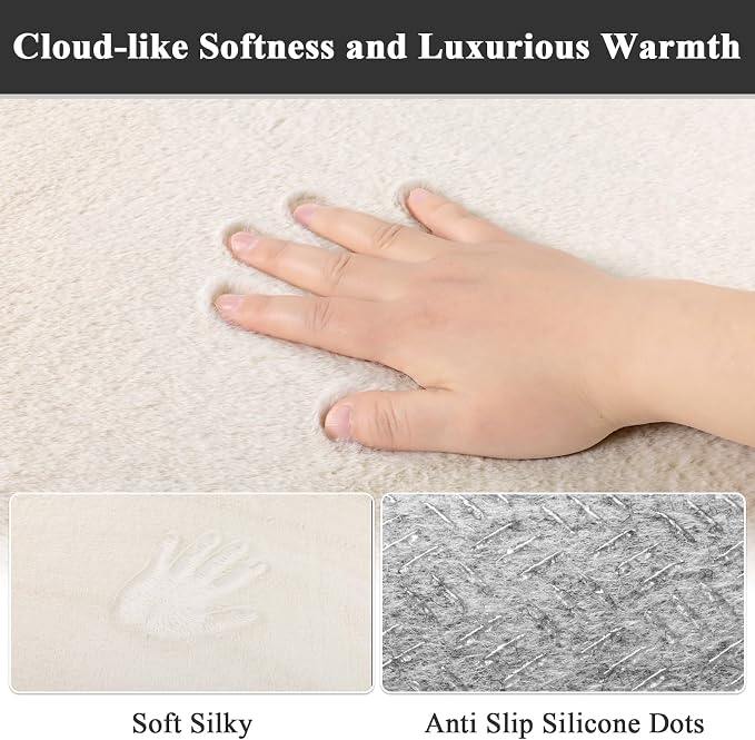 SHACOS 5x7 Ultra Soft Faux Rabbit Fur Area Rug, Non Slip Machine Washable - Image 8