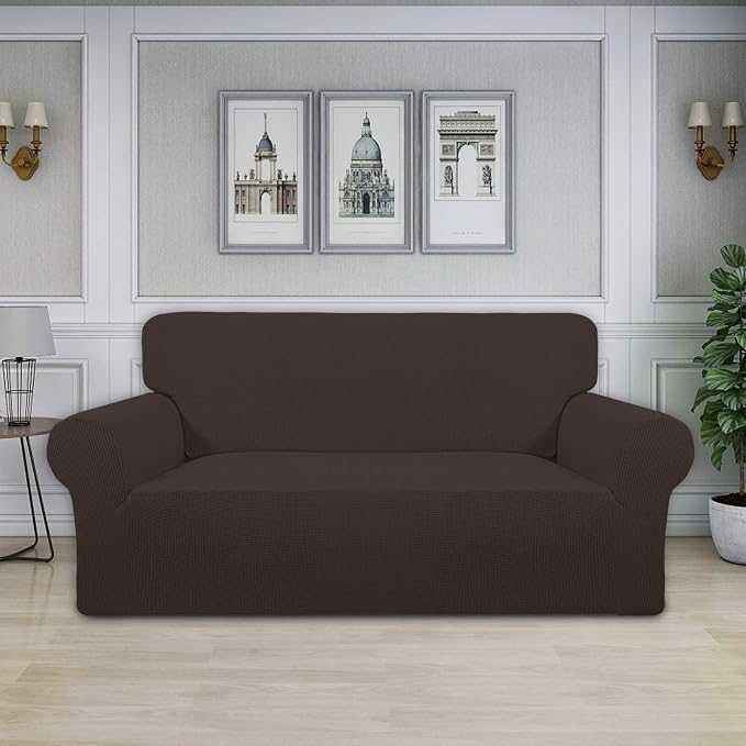 Easy-Going Stretch Oversized Loveseat Couch Covers Washable Chocolate | 1-Piece - Image 2
