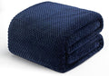 Exclusivo Mezcla Fleece Bed Blanket King Size, Super Soft and Warm Blankets for Couch, Sofa and Bed Waffle Textured, Cozy, Fuzzy and Lightweight (Navy Blue, 90x104 Inches)